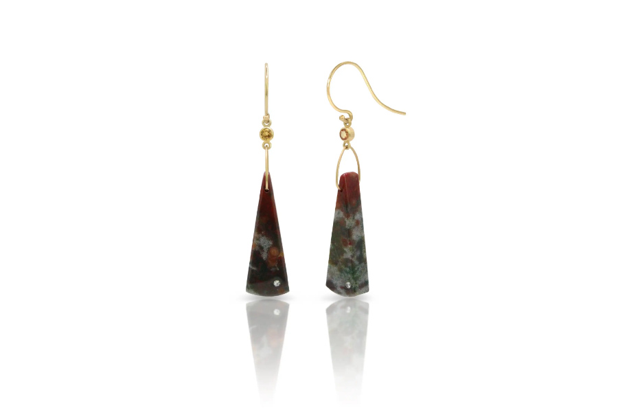 Gold Bloodstone Earrings