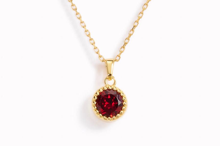 Red Garnet Gold Necklace